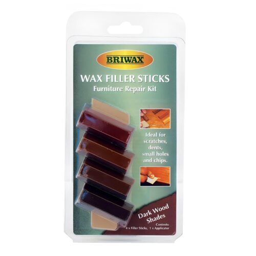 Briwax Wax Filler Sticks – Dark Brown Shades (Wood Filler for Repair & Polishing)