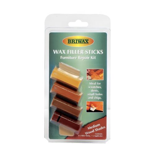 Briwax Wax Filler Sticks – Medium Brown Shades (Wood Filler for Repair & Polishing)