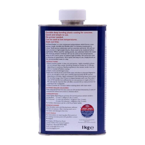 Bonda G4 Black Pond Sealer 1KG – Waterproof Coating for Ponds, Concrete & Stone Surfaces 7 Bonda G4 Black Pond Sealer 1KG – Waterproof Coating for Ponds, Concrete & Stone Surfaces