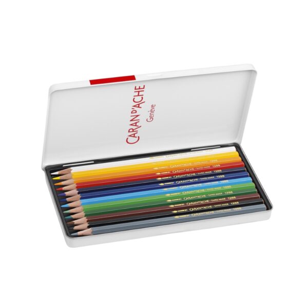 Caran d'Ache Fancolor Aquarelle 12 Water-Resistant Colour Pencils - Metal Tin Set 1 Caran d’Ache Fancolor Aquarelle 12 Water-Resistant Colour Pencils – Metal Tin Set
