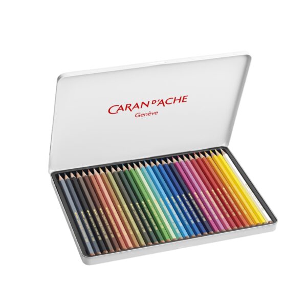 Caran d'Ache Fancolor Aquarelle 30 Water-Resistant Colour Pencils - Metal Tin Set 1 Caran d’Ache Fancolor Aquarelle 30 Water-Resistant Colour Pencils – Metal Tin Set