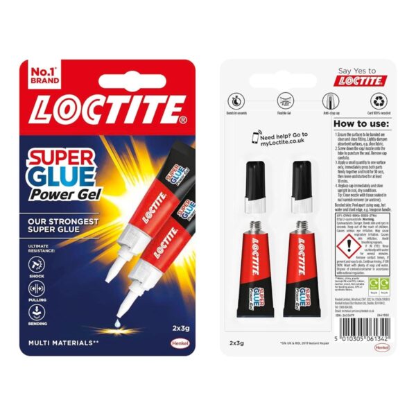 Loctite Power Gel Super Glue (2 x 3g) - Flexible, No-Drip Adhesive for Strong, Precise Bonds 1 Loctite Power Gel Super Glue (2 x 3g) – Flexible, No-Drip Adhesive for Strong, Precise Bonds