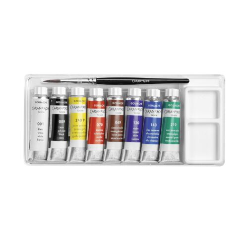 Caran d’Ache Gouache Studio 8 Poster Colours – Water Based 10ml Tubes with Brush