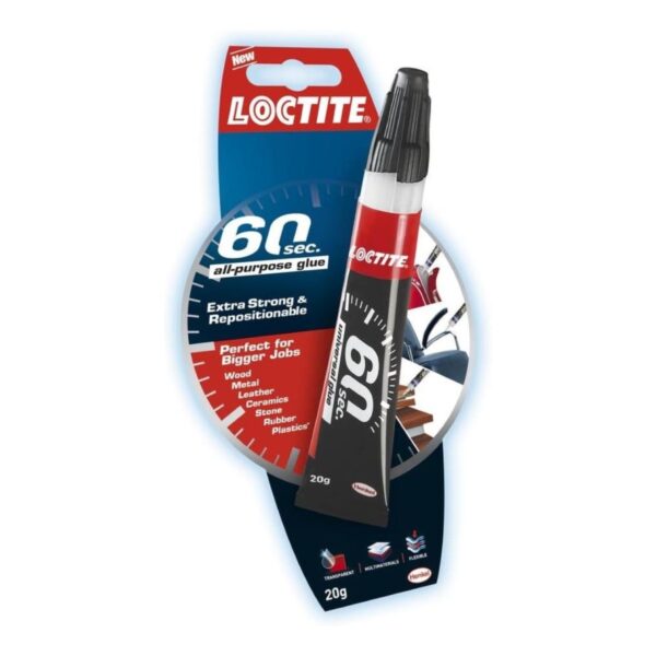 Loctite 60‑Second All‑Purpose Glue – 20g Ultra-Thick, Non-Drip Gel for Fast, Flexible Repairs 4 Loctite 60 Second All Purpose Glue (20g) – Fast-Drying, Strong Adhesive for Quick Repairs