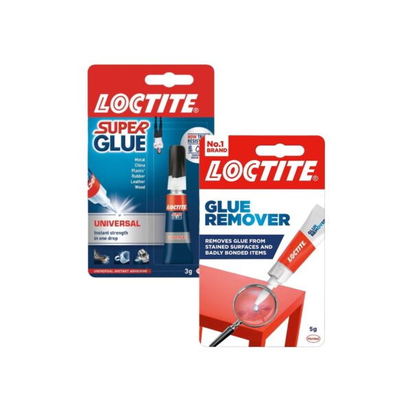 Loctite Universal Super Glue (3g) + Glue Remover (5g) – Strong Adhesive & Effective Sticker Remover for Multiple Surfaces 1 Loctite Universal Super Glue (3g) + Glue Remover (5g) – Strong Adhesive & Effective Sticker Remover for Multiple Surfaces