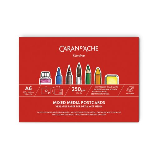 Caran d’Ache Mixed Media 12 Postcards A6 105x148mm – 250gsm Acid-Free Art Paper