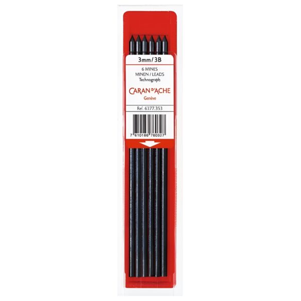 6377.353_1 Caran d’Ache Technograph 3mm 3B Replacement Leads – 6pcs Technical Pencil Refills
