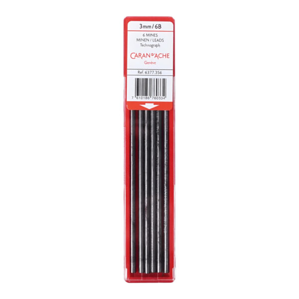 6377.356 1 Caran d’Ache Technograph 3mm 6B Replacement Leads – 6pcs Technical Pencil Refills