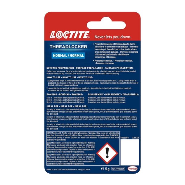 Loctite Threadlocker 5g – Medium Strength Adhesive for Metal Fasteners – Prevents Loosening, Leakage & Corrosion 4 Loctite Threadlocker (5g) – Fast-Acting Lock & Sealant for Threads, Prevents Leakage & Corrosion