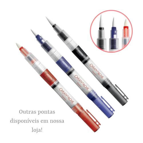 Caran d’Ache Water Brush Fibre Tip – Red Water Container Brush for Watercolour