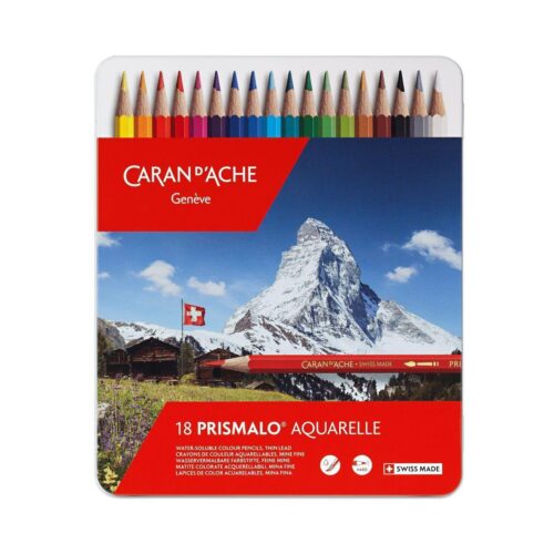 Caran d’Ache Prismalo Aquarelle 18 Water Soluble Colour Pencils in Metal Tin