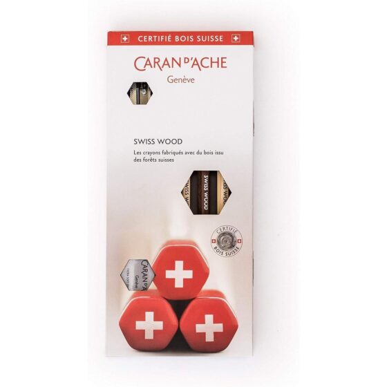Caran d’Ache Swiss Wood 3-Pencil Set – HB, Eraser & Sharpener