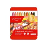 Caran d’Ache Beya Rebai Neocolor II 10 Water Soluble Wax Pastels, Warm Shades in Metal Tin