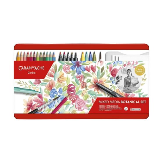 Caran d’Ache Mixed Media Botanical Set 24 Pieces by Julie Thomas – Metal Case Edition
