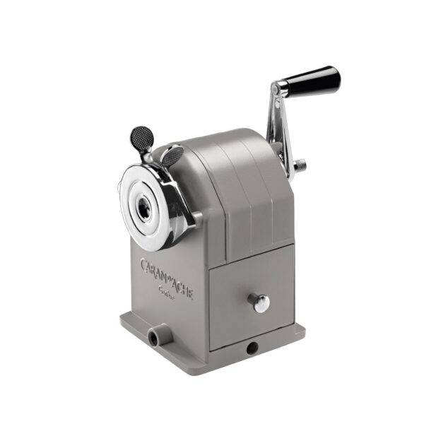 Item0-BTeOCV-1.jpg Caran d’Ache Metal Crank Desk-Top Pencil Sharpener for Round and Hexagonal Pencils, Grey (4-10mm Diameter)