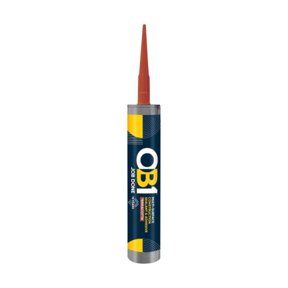 OB1 Terracotta Multi-Surface Construction Sealant & Adhesive 290ml Tube – Waterproof, Weatherproof & Durable Silicone