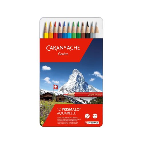 Caran d'Ache Prismalo Aquarelle 12 Water Soluble Colour Pencils in Metal Tin 3 Caran d’Ache Prismalo Aquarelle 12 Water Soluble Colour Pencils in Metal Tin