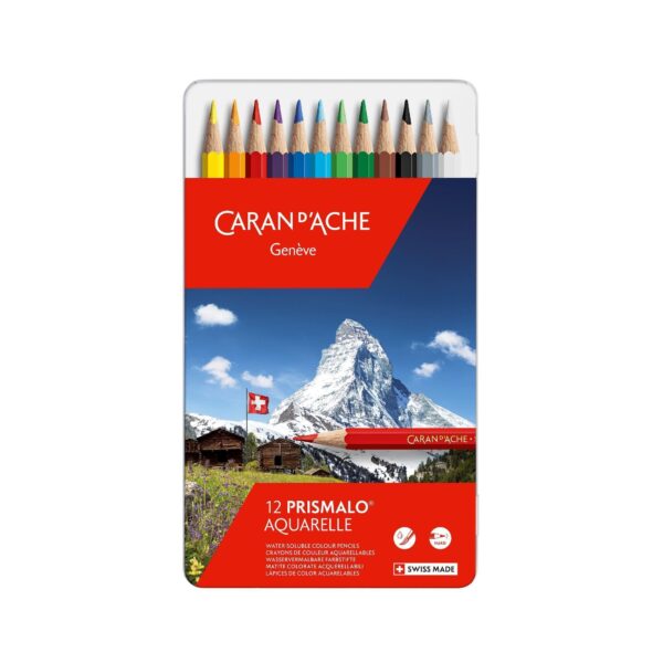 Item0-WnPRt0-1.jpg Caran d’Ache Prismalo Aquarelle 12 Water Soluble Colour Pencils in Metal Tin