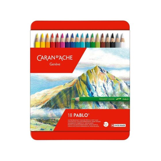 Caran d’Ache Pablo 18 Water Resistant Colour Pencils in Metal Tin