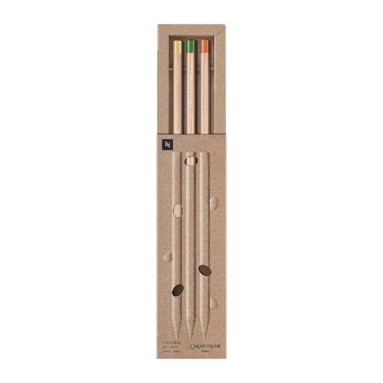 Caran d’Ache Nespresso Edition 2 Graphite Pencils – Set of 3, Recycled Coffee Grounds & FSC Wood