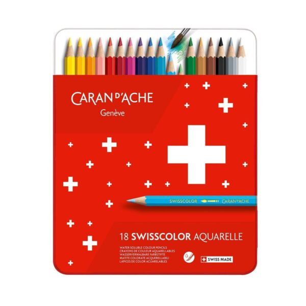 Item0-grsFf6-1.jpg Caran d’Ache Swisscolor Aquarelle 18 Water Soluble Colour Pencils in Metal Tin