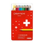 Caran d’Ache Swisscolor Aquarelle 12 Water-Resistant Colour Pencils – Metal Tin Set