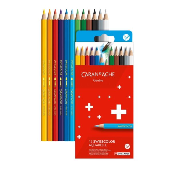 Caran d’Ache Swisscolor Aquarelle 12 Water Soluble Colour Pencils Colour Pencils in Box