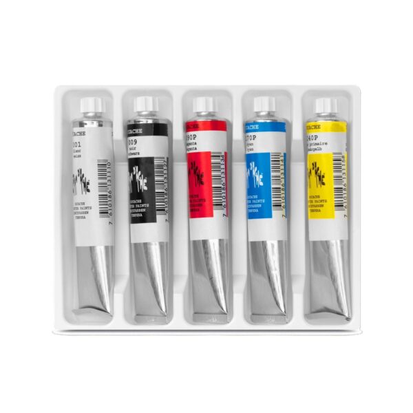 Caran d'Ache Gouache Studio 5 Primary Colours - Water Based 21ml Tubes in Plastic Box 1 Caran d’Ache Gouache Studio 5 Primary Colours – Water Based 21ml Tubes in Plastic Box