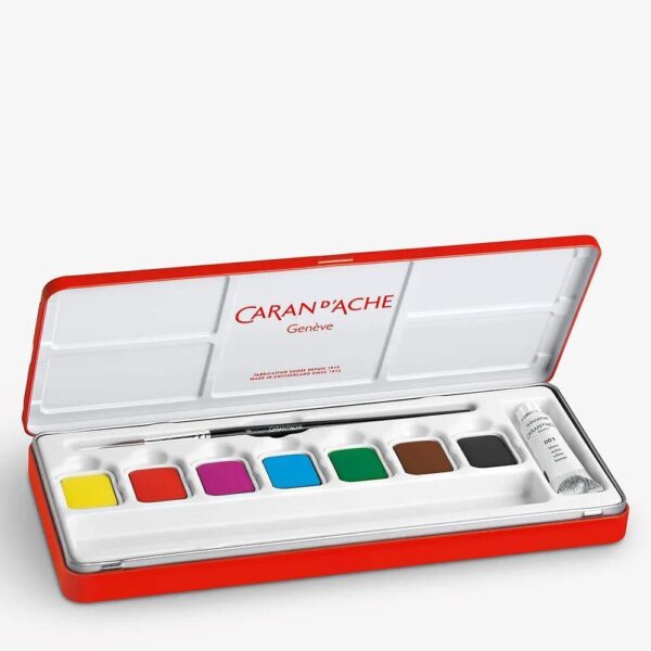 Caran d'Ache Gouache Studio 7 Watercolour Pens with 10ml White Tube & Brush in Metal Box 1 Caran d’Ache Gouache Studio 7 Watercolour Pens with 10ml White Tube & Brush in Metal Box