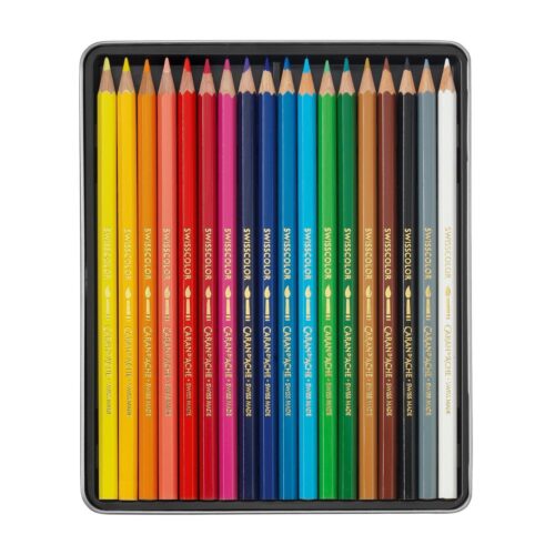 Caran d’Ache Swisscolor Aquarelle 18 Water Soluble Colour Pencils in Metal Tin