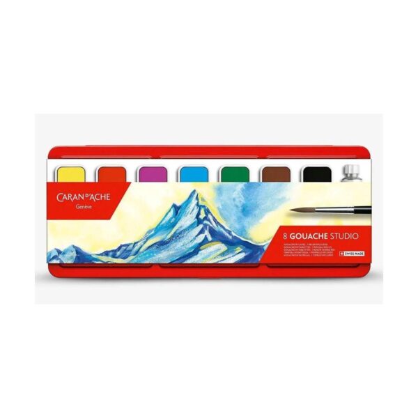 Caran d'Ache Gouache Studio 7 Watercolour Pens with 10ml White Tube & Brush in Metal Box 2 Caran d’Ache Gouache Studio 7 Watercolour Pens with 10ml White Tube & Brush in Metal Box