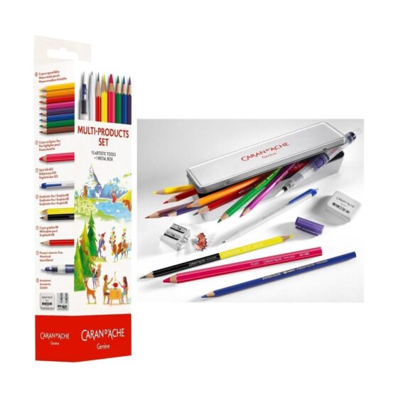 Caran d’Ache Multi-Products Set – 15 Tools In Metal Box