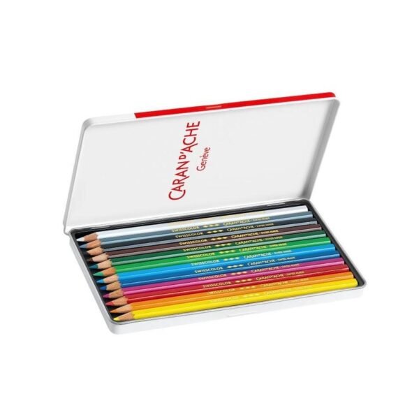 Caran d’Ache Swisscolor Aquarelle 12 Water-Resistant Colour Pencils – Metal Tin Set