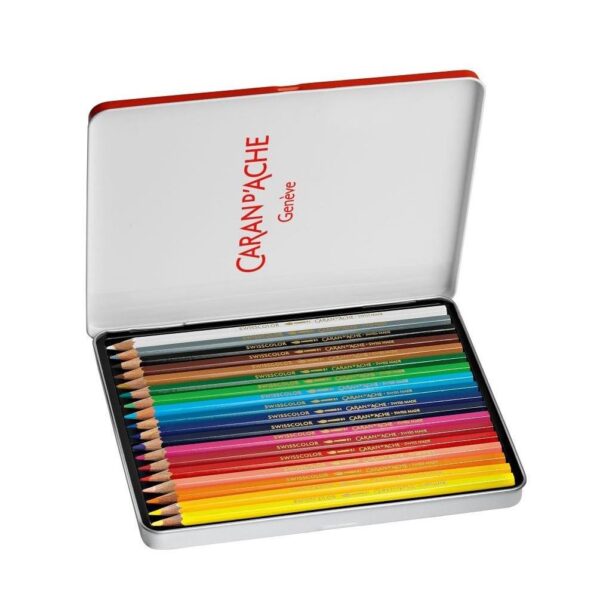 Caran d’Ache Swisscolor Aquarelle 18 Water Soluble Colour Pencils in Metal Tin