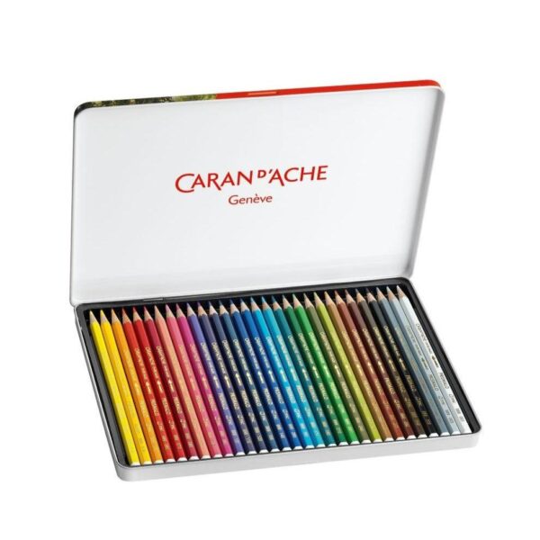 Caran d'Ache Prismalo Aquarelle 30 Water Soluble Colour Pencils in Metal Tin 2 Caran d’Ache Prismalo Aquarelle 30 Water Soluble Colour Pencils in Metal Tin