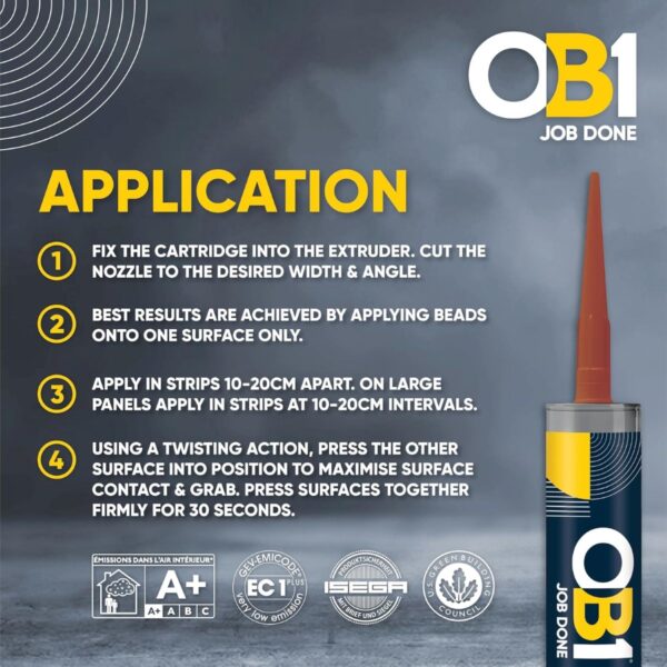 OB1 Terracotta Multi-Surface Construction Sealant & Adhesive 290ml Tube – Waterproof, Weatherproof & Durable Silicone
