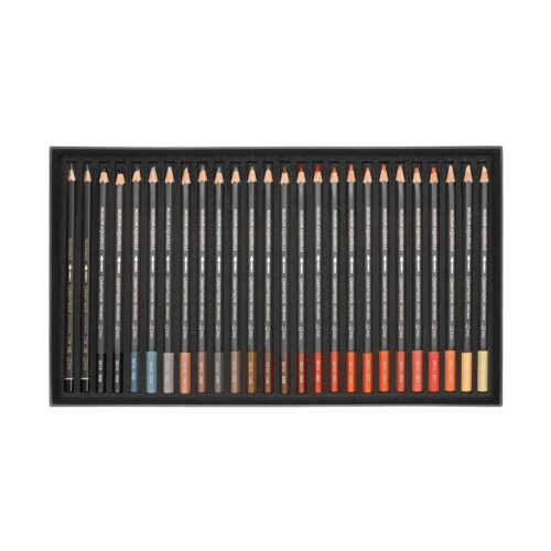 Caran d’Ache Museum Aquarelle Professional 76 Watercolour Pencils Extra Fine +2 Technalo HB and 3B in Cardboard Box