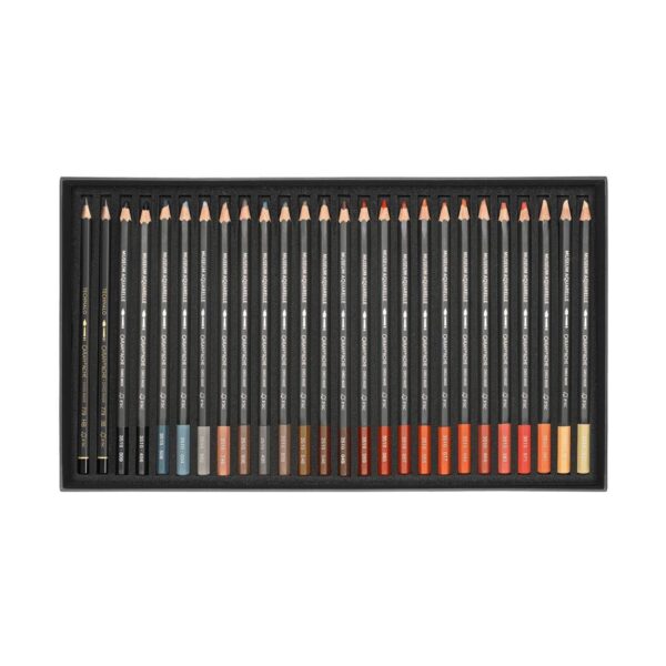 Caran d’Ache Museum Aquarelle Professional 76 Watercolour Pencils Extra Fine +2 Technalo HB and 3B in Cardboard Box