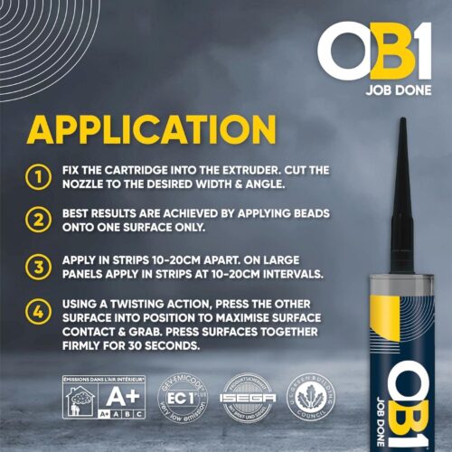 OB1 Black Multi-Surface Construction Sealant & Adhesive (2 Packs) 290ml Tube - Waterproof, Weatherproof & Durable Silicone 13 OB1 Black Multi-Surface Construction Sealant & Adhesive 290ml Tube – Waterproof, Weatherproof & Durable Silicone