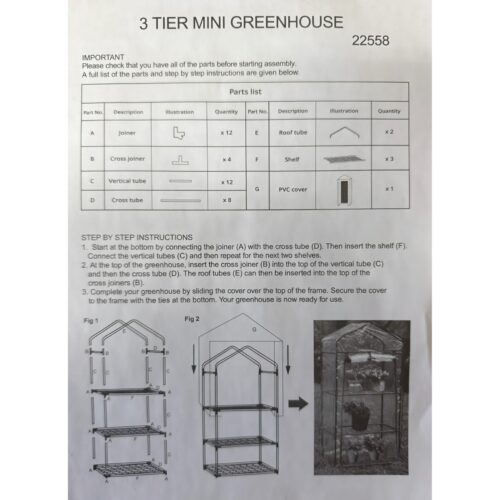 3‑Tier Mini Greenhouse – Powder‑Coated Steel Frame & Weather‑Resistant PVC Cover, Easy Assembly (H126 × W59 × D39 cm) 8 3‑Tier Mini Greenhouse – Powder‑Coated Steel Frame & Weather‑Resistant PVC Cover, Easy Assembly (H126 × W59 × D39 cm)