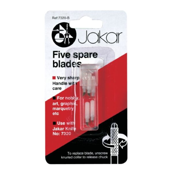 Jakar Spare Blades Pack – 5 Blades for Swivel Knife & (7378) Craft Knife Set, Blister Card (7320)