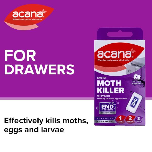 Acana Sachet Moth Killer 16 Pack – Lavender Fragrance, Kills Moths Eggs & Larvae, 3 Month Protection for Drawers & Storage