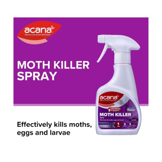 Acana Moth Killer Spray for Carpet & Fabric 500ml – Lavender Scent, Kills Moths, Eggs & Larvae, Fabric Protection
