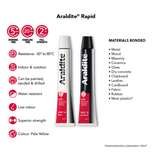 Araldite Rapid Epoxy Adhesive 2 x 15ml – Fast-Setting, Strong Two-Part Glue for Quick Repairs 14 Araldite Rapid Epoxy Adhesive 2 x 15ml – Fast-Setting, Strong Two-Part Glue for Quick Repairs