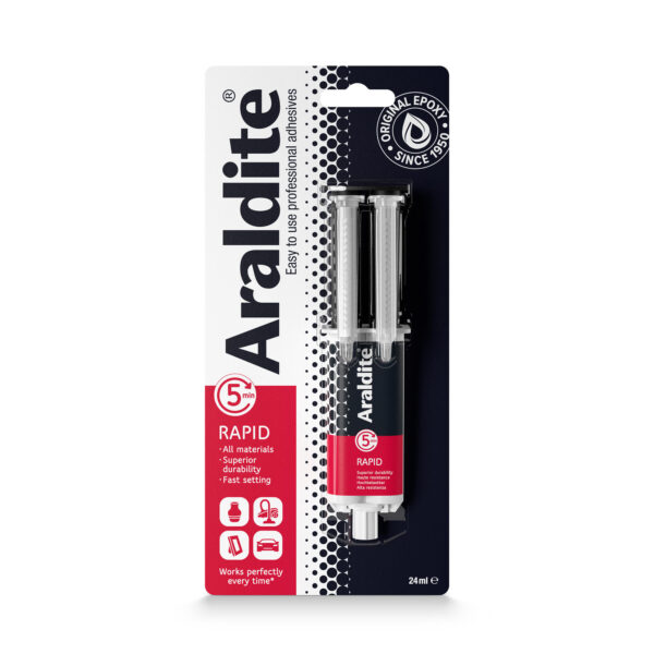 ARD-0077 Araldite Rapid 24ml Syringe – Strong Solvent-Free Epoxy Adhesive, Fast-Setting Glue for Metal, Wood, Glass, and More