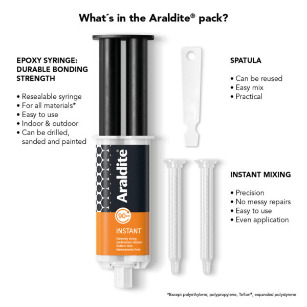 Araldite Instant Epoxy Glue 24ml Syringe – Fast, Strong Multi-Purpose Adhesive for Repairs 2 Araldite Instant Epoxy Glue 24ml Syringe – Fast, Strong Multi-Purpose Adhesive for Repairs