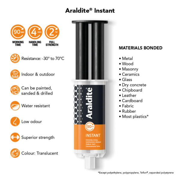 Araldite Instant Epoxy Glue 24ml Syringe – Fast, Strong Multi-Purpose Adhesive for Repairs 1 Araldite Instant Epoxy Glue 24ml Syringe – Fast, Strong Multi-Purpose Adhesive for Repairs