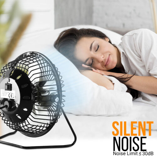 USB Mini Fan 4" (Black) – Ultra-Quiet Portable Desk Fan, Adjustable Angle, USB Powered for Home, Office & Travel - Image 5