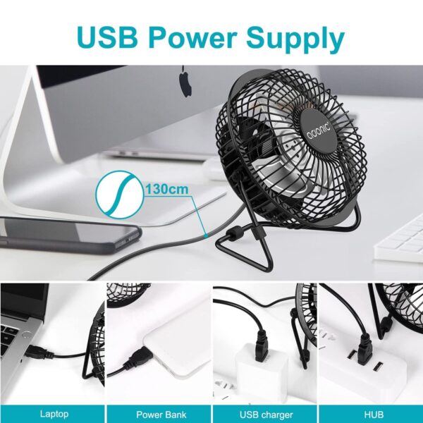 USB Mini Fan 6" (Black) – Powerful Portable Desk Fan, Adjustable Angle, USB Powered for Home, Office & Travel 1 CHT FAN 6 2