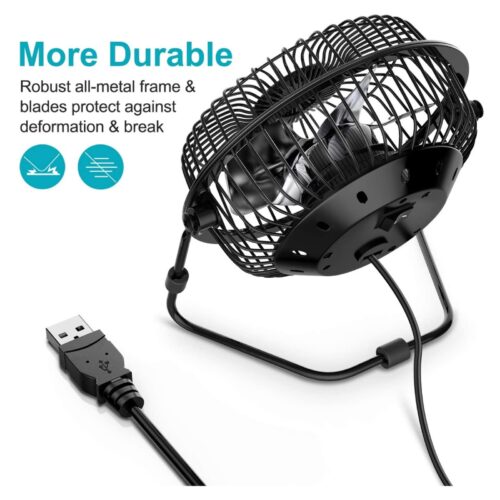 USB Mini Fan 6" (Black) – Powerful Portable Desk Fan, Adjustable Angle, USB Powered for Home, Office & Travel 12 USB Mini Fan 6" (Black) – Powerful Portable Desk Fan, Adjustable Angle, USB Powered for Home, Office & Travel - Image 3